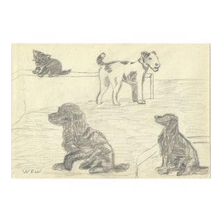 1943 William Wood Dogs and Cat Drawing For Sale