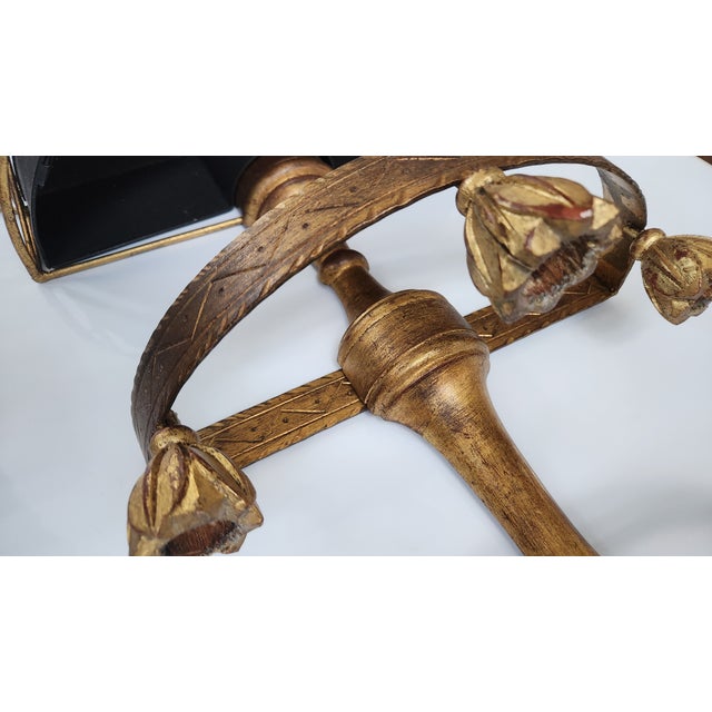 Vintage Black and Gold Toile Candelabra Wall Pocket Sconce, Wall Planter, Wall Sconce For Sale In New York - Image 6 of 12