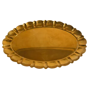 Large Hollywood Regency Oval Brass Tray by Firma Lars Holmström, Sweden, 1940s