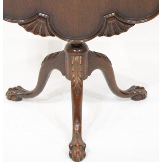 Wood Mid 20th Century Kittinger Shell Carved Chippendale Mahogany Tilt Top Table Ball & Claw "Rare" For Sale - Image 7 of 9