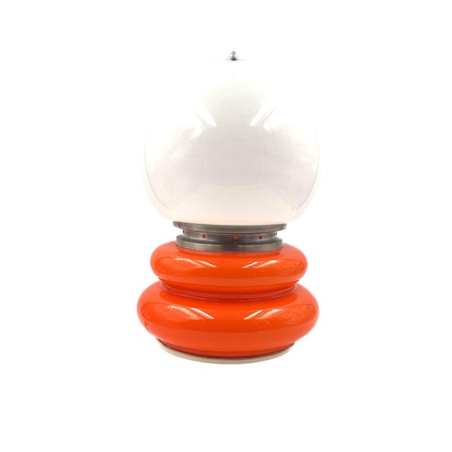 Glass Space Age Orange Murano Glass Table Lamp, 1970s For Sale - Image 7 of 15