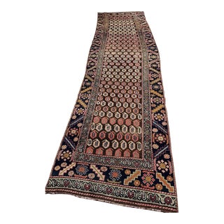 Antique Runner with Artistic Paisley Motifs Rug 3 x 10.8 For Sale