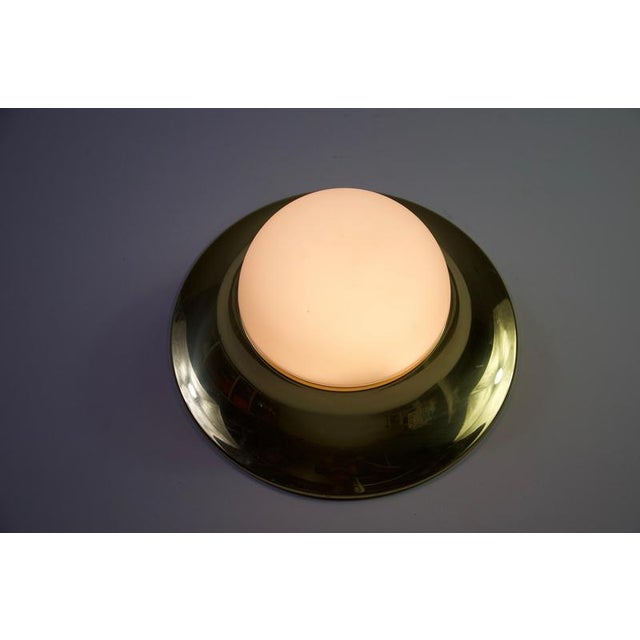 Brass and Opaline Glass Flush Mount by Glashütte Limburg, 1960s For Sale - Image 11 of 14