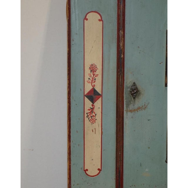 German Aqua Blue Hand Painted Marriage Wardrobe, 1818 For Sale - Image 6 of 18