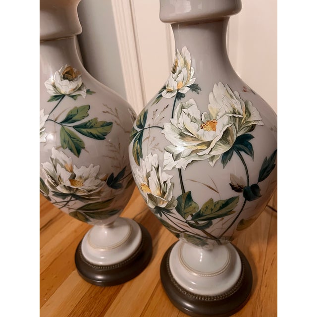 Vintage Porcelain Baluster-Form Table Lamps, Likely Dating From the 1950s to the 1970s. - a Pair For Sale - Image 4 of 5