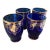 Vintage Italian Vecchia Murano Cobalt Blown Liqueur Glasses 22k Gold Set of 4 For Sale