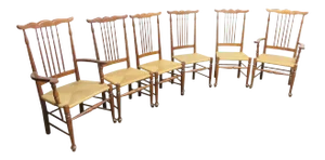Queen Anne Cherry Rush Seat Dining Chairs- Set of 6