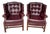 Pair of Vintage Maroon Leather Wingback Chairs by Classic Leather For Sale