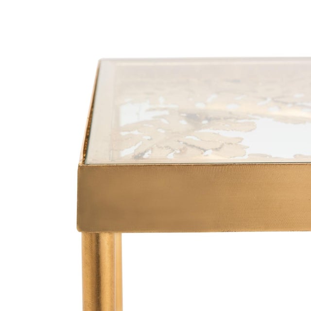 Spritely Home Leilani Palm Leaf Side Table in Gold / Glass For Sale - Image 4 of 7