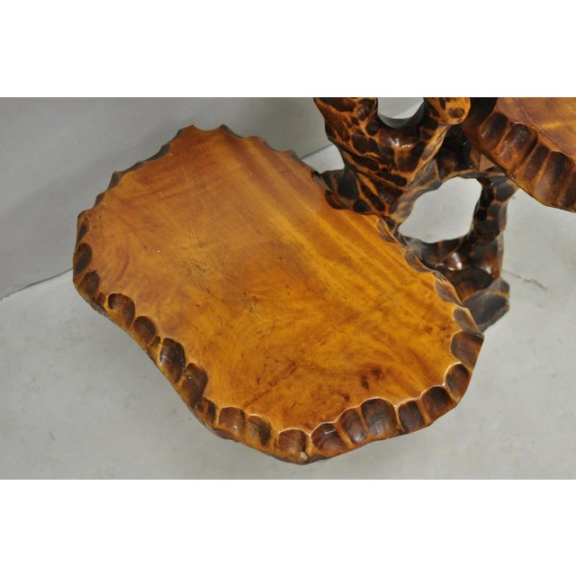 Vintage Mid Century Modern Live Edge 3 Tier Walnut Plant Stand Side Table For Sale - Image 9 of 15