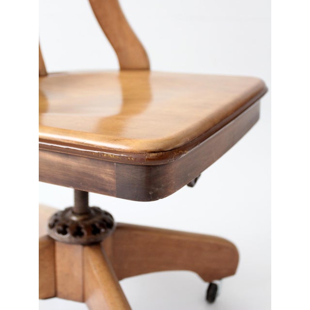Antique Spritzer's Wood Swivel Desk Chair For Sale - Image 15 of 17