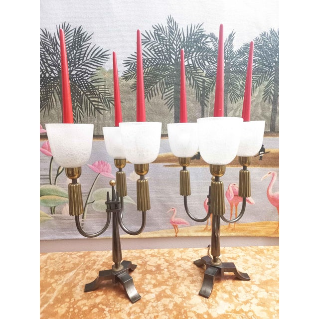 Large Brass Candelabras, 1940s, Set of 2 For Sale - Image 10 of 13