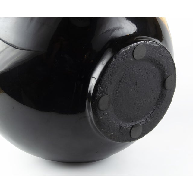 Early 20th Century Art Déco Enameled Ceramic Bulbous Decorative Vase With Vegetal and Geometric Motifs, France For Sale - Image 9 of 9