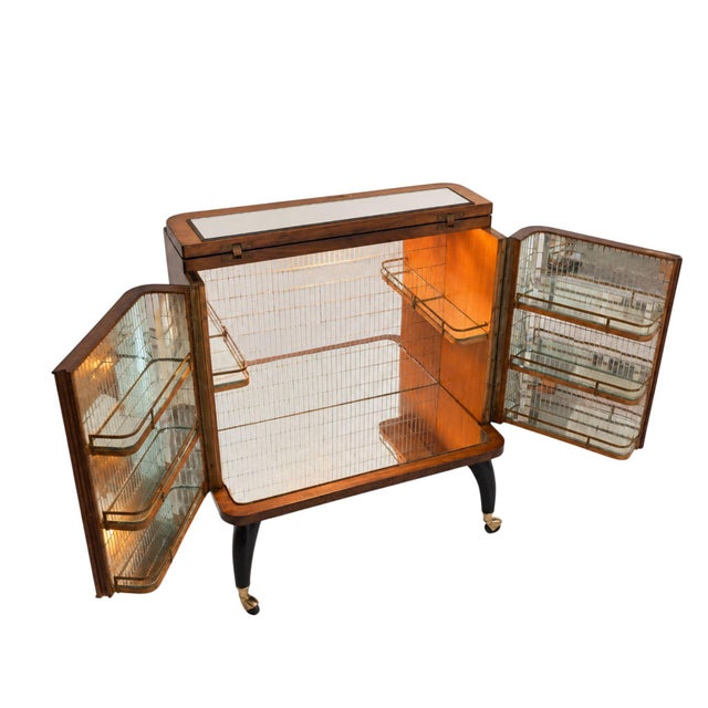 Italian Bar Cabinet in Briar Root and Mosaic Mirror, 1950s For Sale - Image 15 of 15