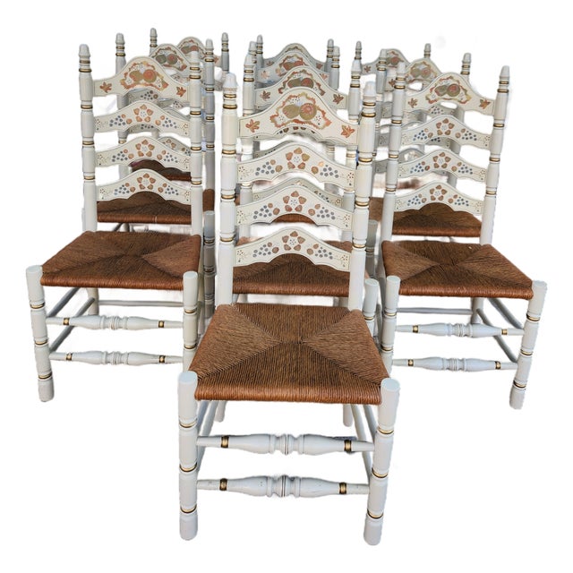 Mid 20th Century Set Of Ten Italian Dining Chairs For Sale
