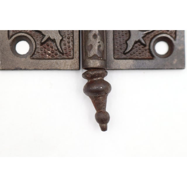 Victorian Pair of 3.5 X 3.5 In. Antique Cast Iron Victorian Door Hinges For Sale - Image 3 of 5