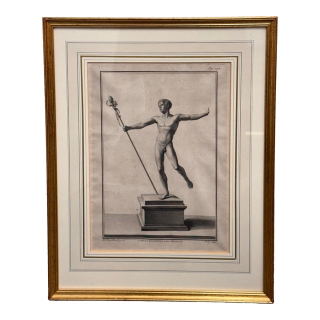 Carlo Nolli for Nicola Vanni "Ancient Roman Statue" Etching, Framed For Sale