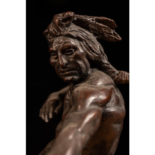 Metal Late 20th Century John Barney Weaver Franklin Mint Native American Horseback Sculpture For Sale - Image 7 of 10