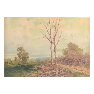 Ilio Giannaccini, Country Landscape with Road and Cart Driver, Oil on Canvas For Sale