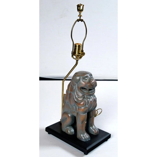 Carved Wood Foo Dog Lamps by Sarreid - a Pair For Sale - Image 10 of 11