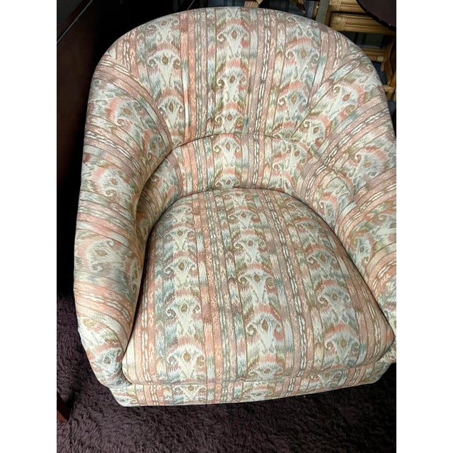 Peach 1970’s Milo Baughman Style Swivel Lounge Chair For Sale - Image 8 of 8