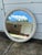 Late 20th Century Post Modern Lane White & Gold Circular Vanity Bathroom Mirror, VTG Wall Hanging Mirror For Sale - Image 5 of 10