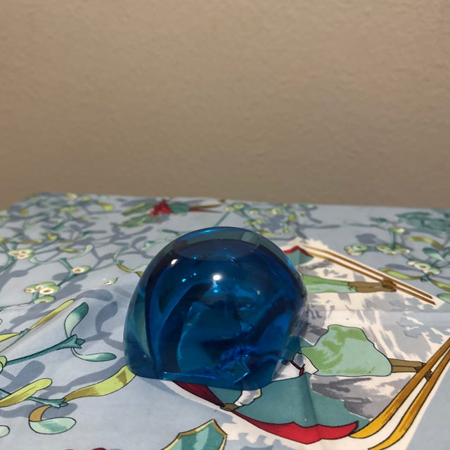 1960s Vintage Small Faceted Art Glass Bowl - Flavio Poli Murano Style - Cobalt Blue For Sale - Image 5 of 6