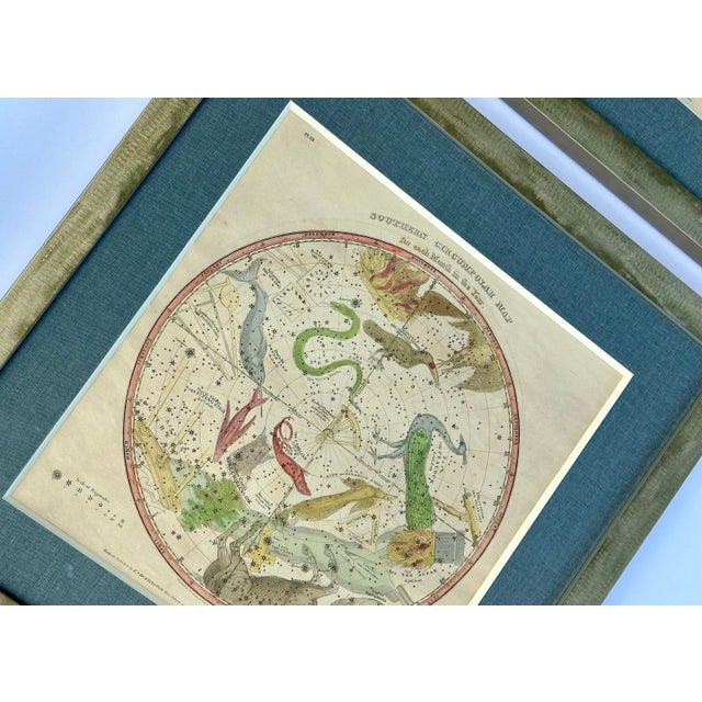 Wood 1835 Elijah Burritt Celestial Atlas Prints – Geography of the Heavens Constellation Engravings, Hand-Colored Pair, Framed For Sale - Image 7 of 7