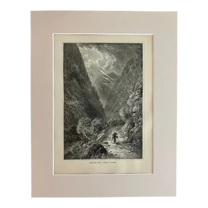Antique 1874 Wood Engraving "Sinking Run, Above Tyrone" PA in 11x14 Mat