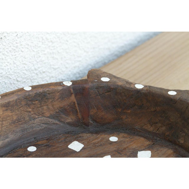 Vintage Brown & White Floral Tray For Sale - Image 4 of 8