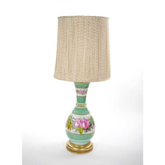 Metal French Pair Neoclassical Floral Paris Porcelain Urns Mounted Lamps, Circa 1800 For Sale - Image 7 of 11