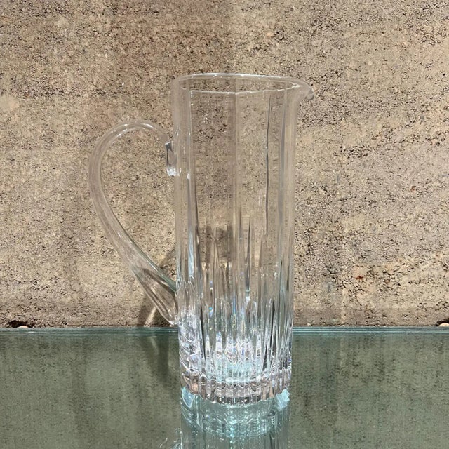 Glass Mid Century Sculptural Modern Cut Glass Crystal Pitcher Arctic Lights Mikasa For Sale - Image 7 of 13