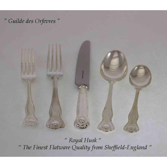 Silver Vintage Royal-Husk Silverplate Flatware Set for 12- 75 Pieces For Sale - Image 8 of 13