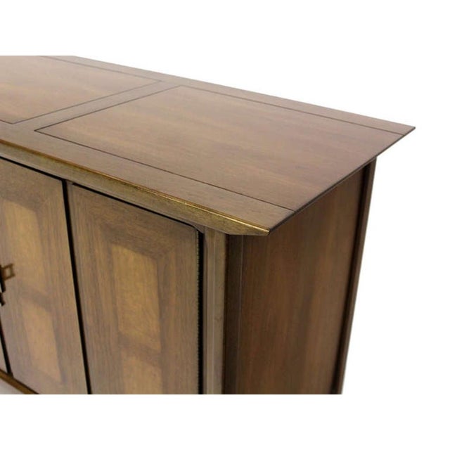 Wood Mid Century Modern Burlwood Long Credenza 6 Drawers Dresser Matching Mirror MINT For Sale - Image 7 of 9