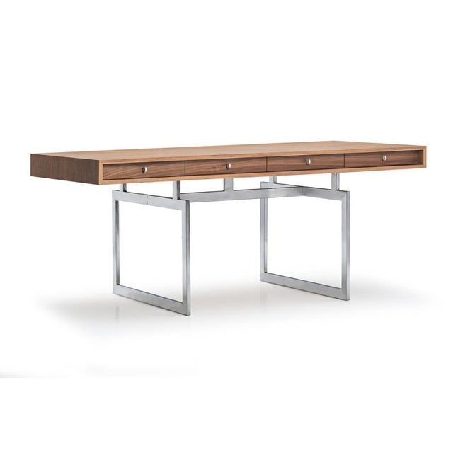 Office Desk in Walnut Wood and Stainless Steel Frame by Bodil Kjaer for Karakter For Sale - Image 3 of 18