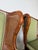 Wood Vintage Coastal Hollywood Regency Style Ethan Allen Faux Bamboo & Cane Wingback Bergère Chairs – A Pair For Sale - Image 7 of 12