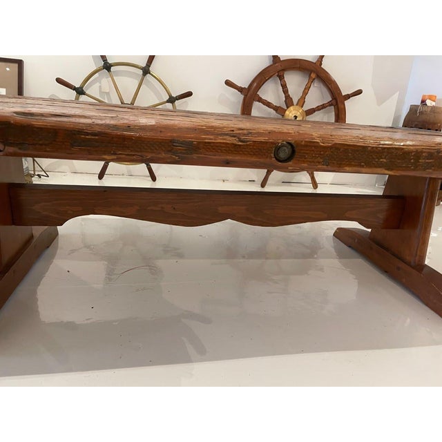 Wood Antique Wooden Ship's Hatch Cover Coffee Table For Sale - Image 7 of 9