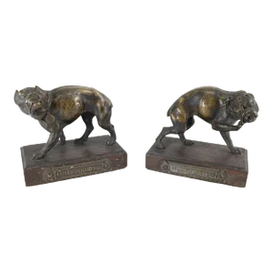 19th Century Pair of French Bronze Figures of Pit Bull Dogs