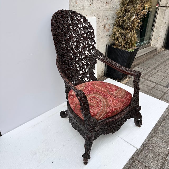 Victorian Anglo-Indian Armchair in Wood, Burma / Republic of the Union of Myanmar, 1880 For Sale - Image 4 of 18