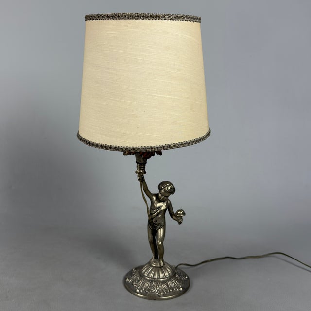 Silver-Plated Brass Cherub Table Lamp, 1960s For Sale - Image 13 of 13