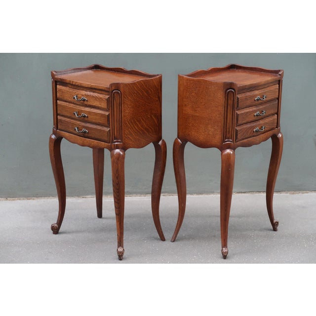 1960s Pair of French Louis XV Style Side Tables Nightstands For Sale - Image 15 of 17