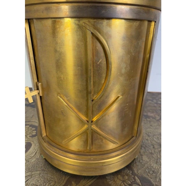 This is a bronze tabernacle crafted and stamped by Cheret Ateliers d'Art Liturgique, a workshop known for its high-quality...