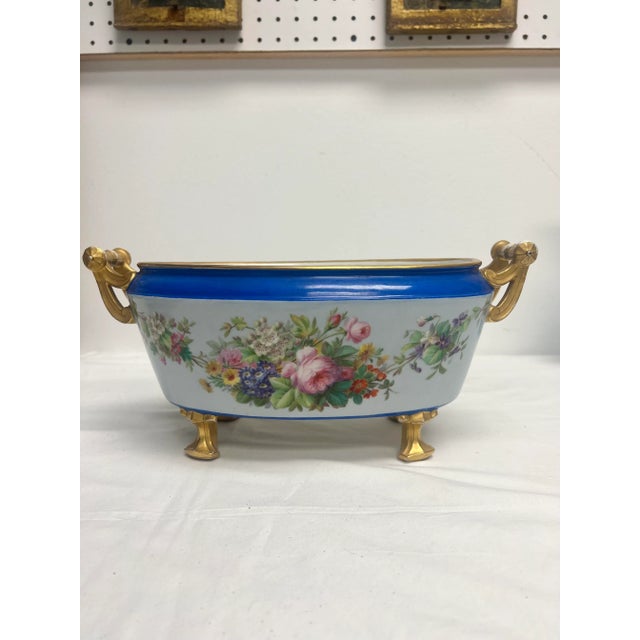 French Antique Old Paris Floral Painted Jardiniere For Sale - Image 9 of 9