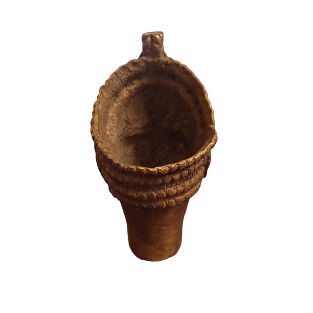 African Mid 20th Century Bronze Ife Head Sculpture For Sale - Image 3 of 4