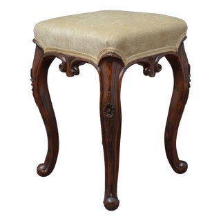 English Victorian Dressing Table Stool in Goncalo Alves Wood, 1860 For Sale