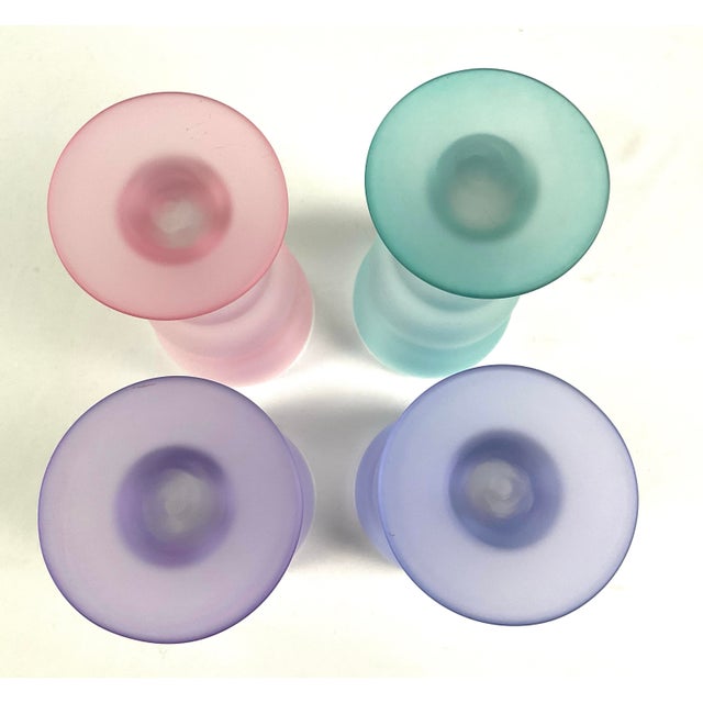 Mid-century, modern, frosted pastel ice cream sundae glasses Set of four Possibly by Libbey glass