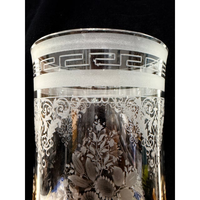 Baccarat 19th Century, French Belle Époque Bronze & Etched Glass Japonesque Vase For Sale - Image 4 of 15