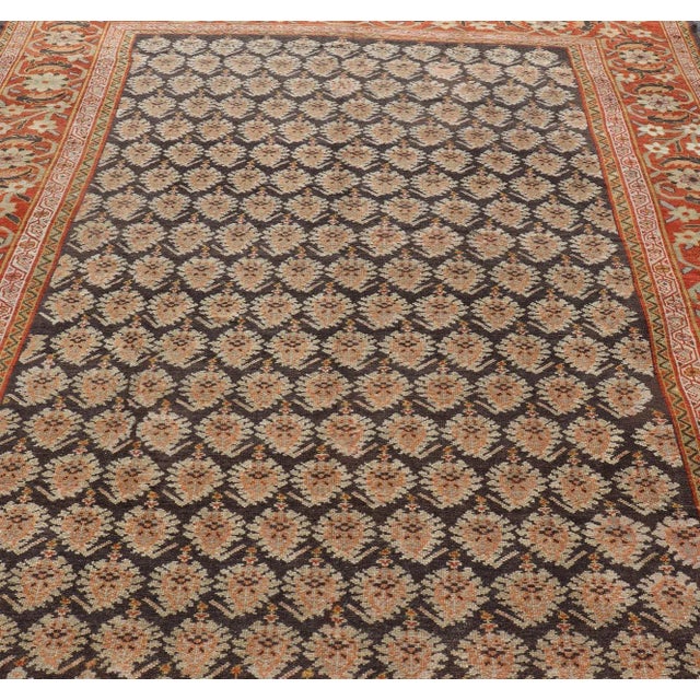 Blue Dark Blue Antique Persian Sultanabad Rug in All-Over Paisley 10'3 X 15'2 For Sale - Image 8 of 15