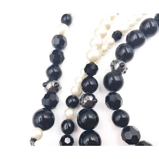 Gemstone Chanel Rare Black Stone Pearl Dangle Tassel Necklace For Sale - Image 7 of 8