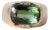 Vintage 18k Gold Green Tourmaline Elongated Cushion and Diamond Ring, Size 10.25 For Sale
